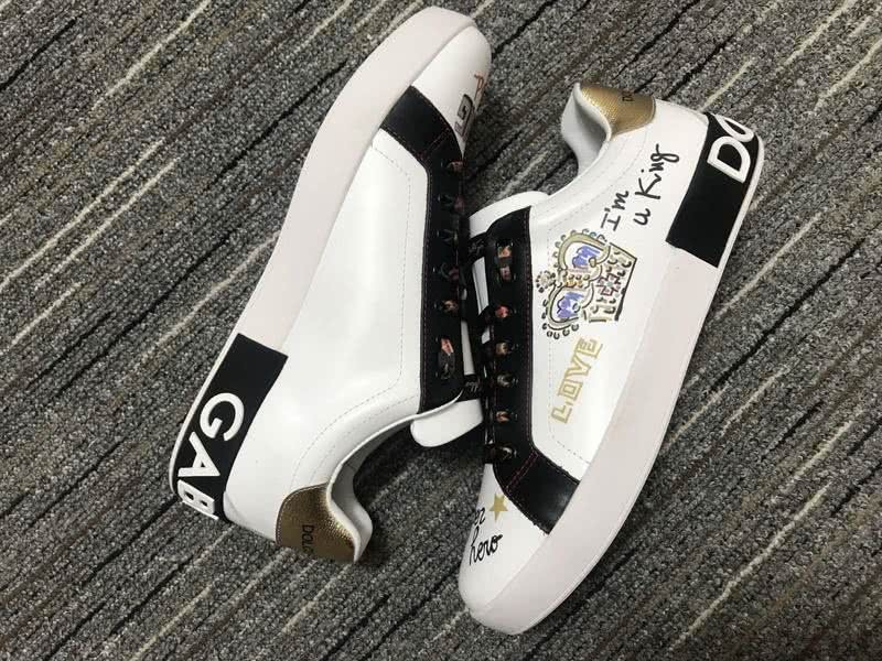 Dolce&Gabbana Portofino Sneakers White Black And Golden Men Women 9