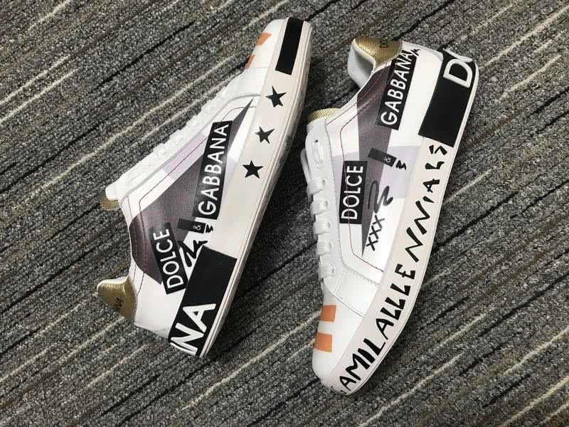 Dolce&Gabbana Portofino Sneakers White Black Orange And Golden Men Women 8
