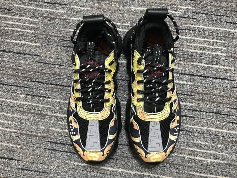 Versace Sneakers High Quality Black Yellow Men Women 9