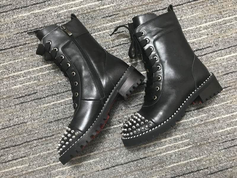Christian Louboutin Boots Flats Leather Rivets Black Women 7