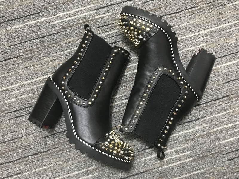 Christian Louboutin Boots Heels Leather Rivets Black Women 2