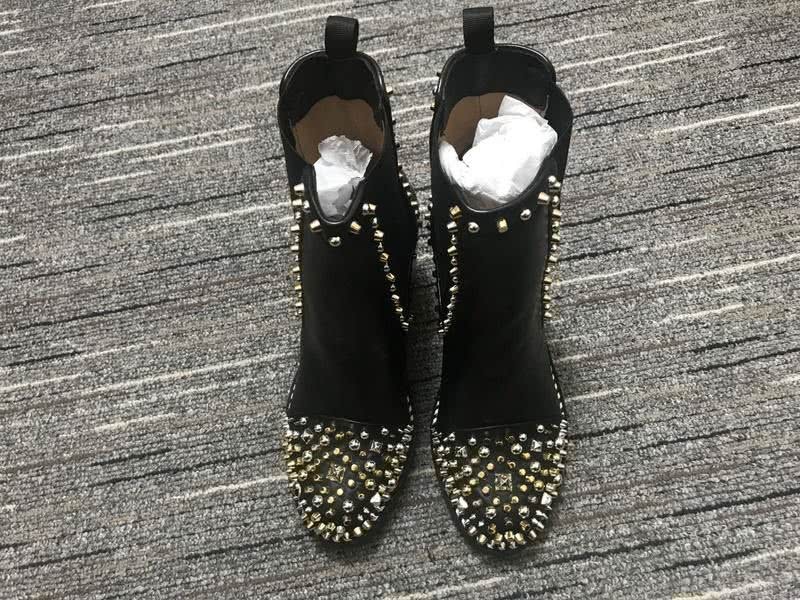 Christian Louboutin Boots Heels Leather Rivets Black Women 6