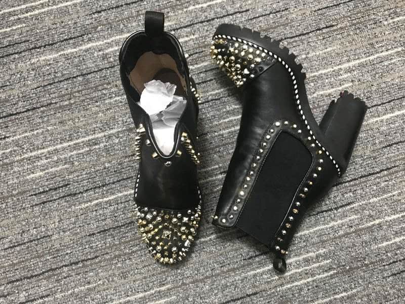 Christian Louboutin Boots Heels Leather Rivets Black Women 9