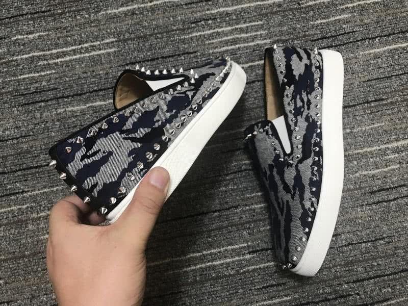 Christian Louboutin Sneakers Low Top Rivets Black White Men Women 2