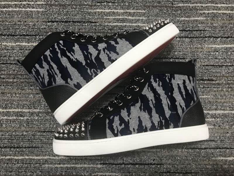 Christian Louboutin Sneakers High Top Rivets Black White Men Women 3
