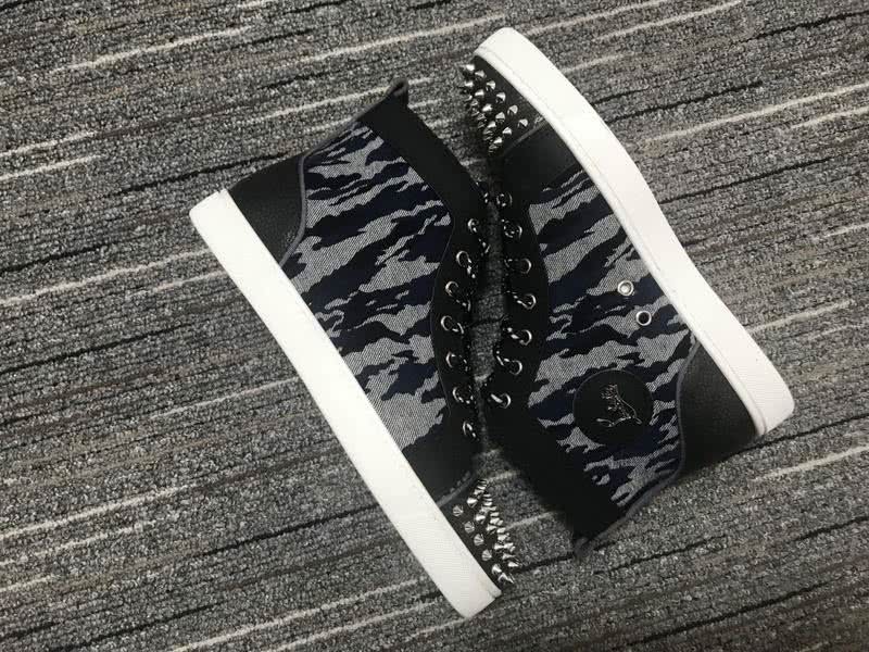 Christian Louboutin Sneakers High Top Rivets Black White Men Women 8