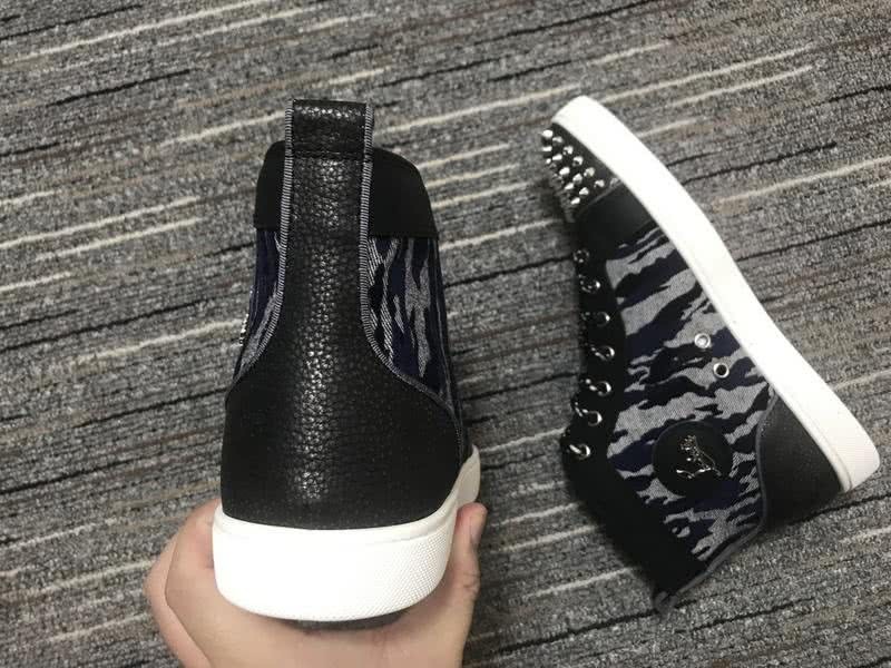 Christian Louboutin Sneakers High Top Rivets Black White Men Women 9