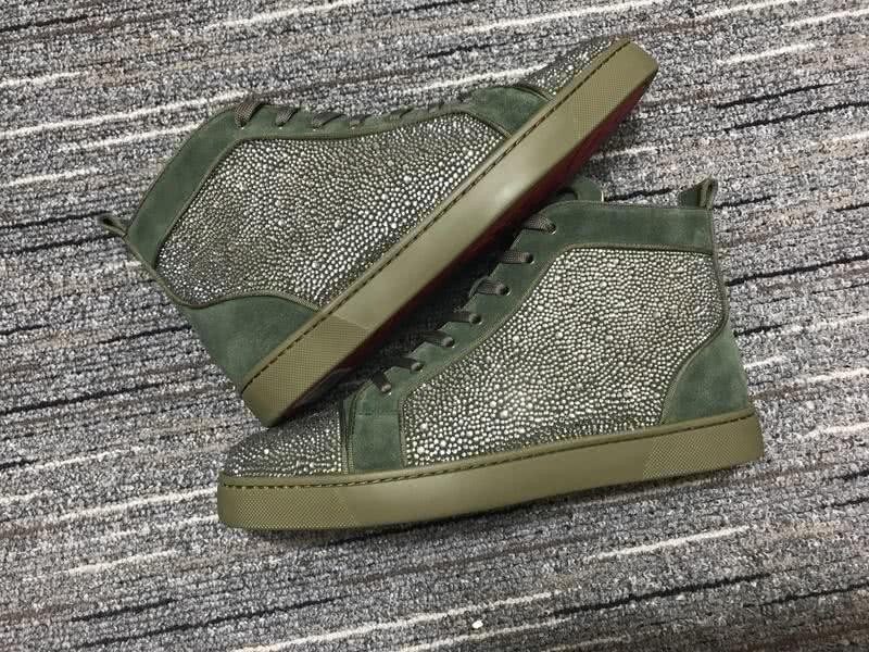 Christian Louboutin Sneakers High Top Suede Green Men Women 3