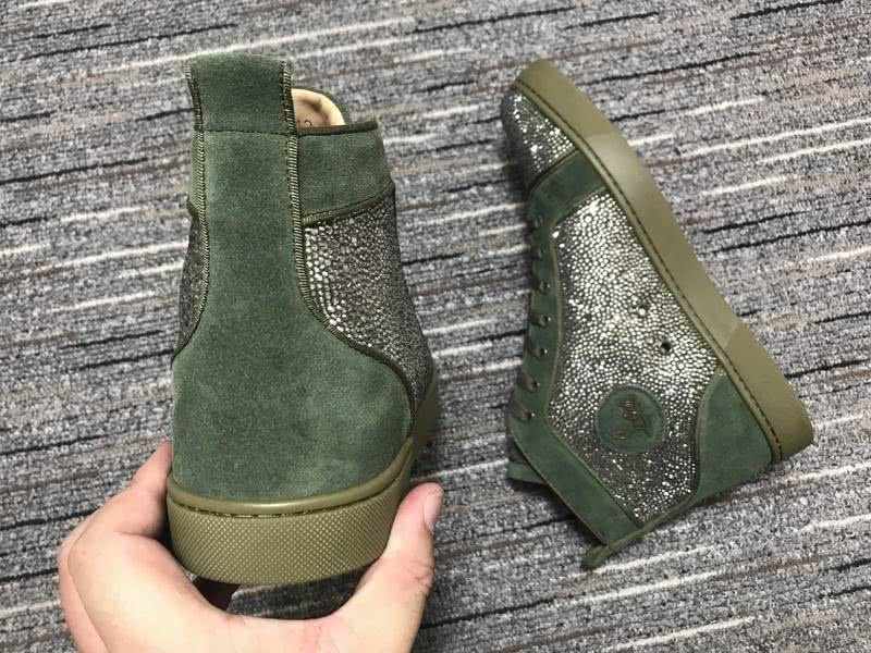 Christian Louboutin Sneakers High Top Suede Green Men Women 9