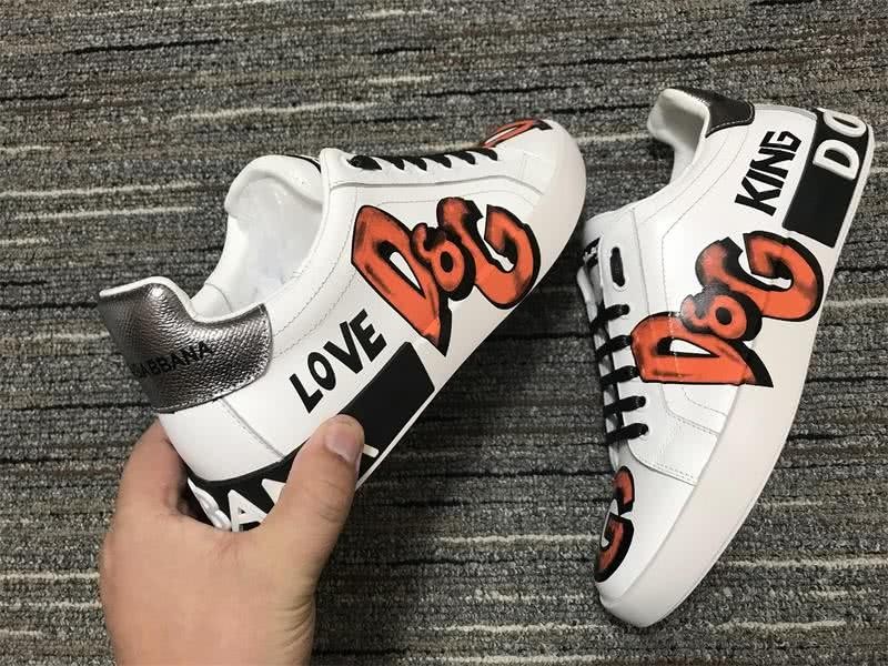 Dolce&Gabbana Portofino Sneakers White Orange And Black Men Women 4