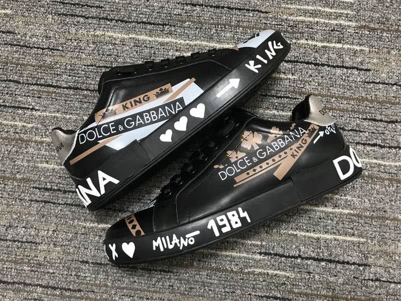 Dolce&Gabbana Portofino Sneakers Black Golden And White Men Women 3