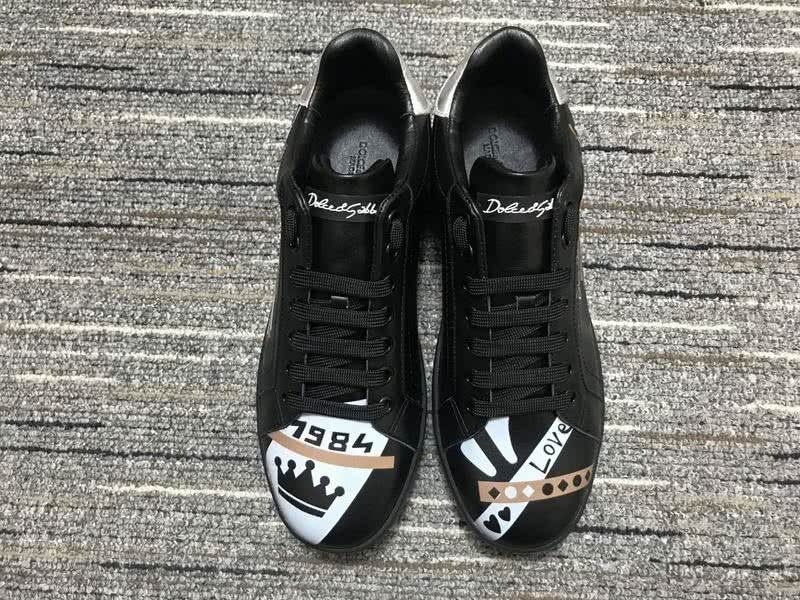 Dolce&Gabbana Portofino Sneakers Black Golden And White Men Women 4