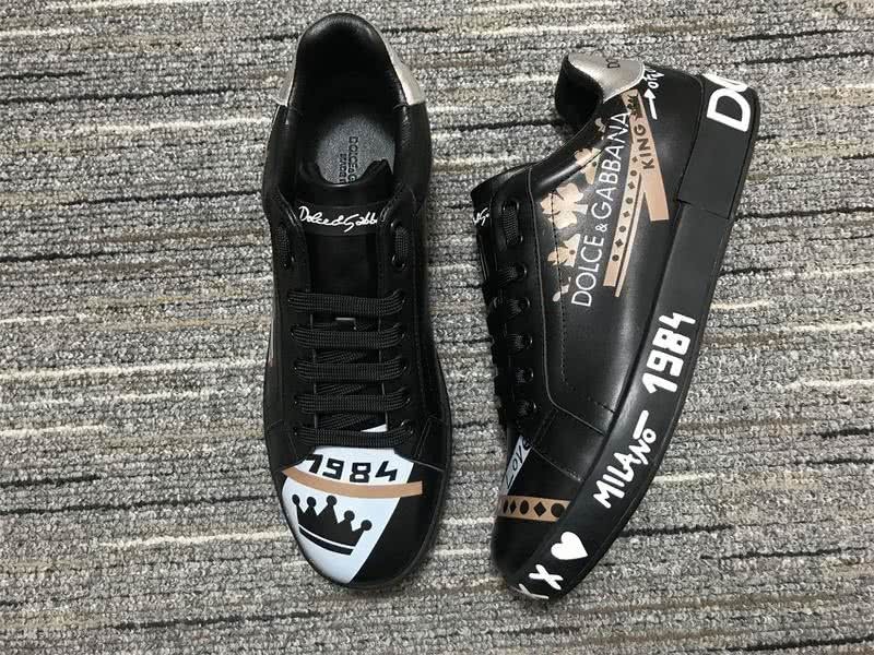 Dolce&Gabbana Portofino Sneakers Black Golden And White Men Women 5
