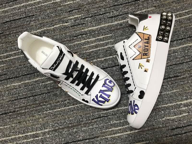 Dolce&Gabbana Portofino Sneakers White Black And Purple Men Women 7