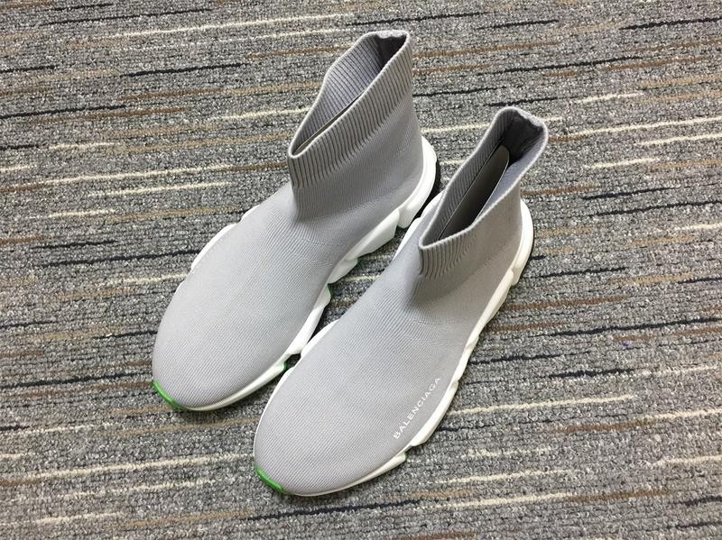 Balenciaga Speed Trainers Grey White And Green Sneakers Men Women 1