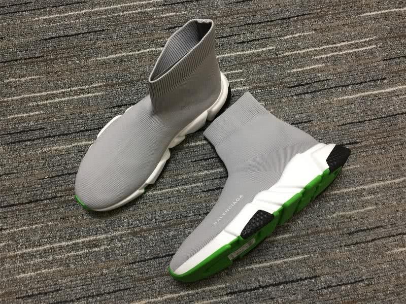 Balenciaga Speed Trainers Grey White And Green Sneakers Men Women 3