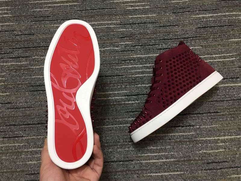 Christian Louboutin Sneakers High Top Suede Wine Men Women 6