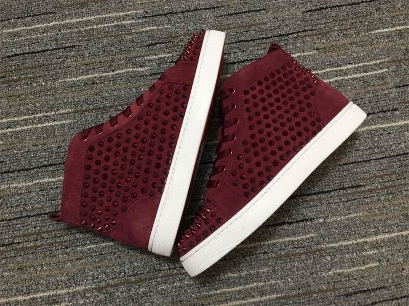 Christian Louboutin Sneakers High Top Suede Wine Men Women 7