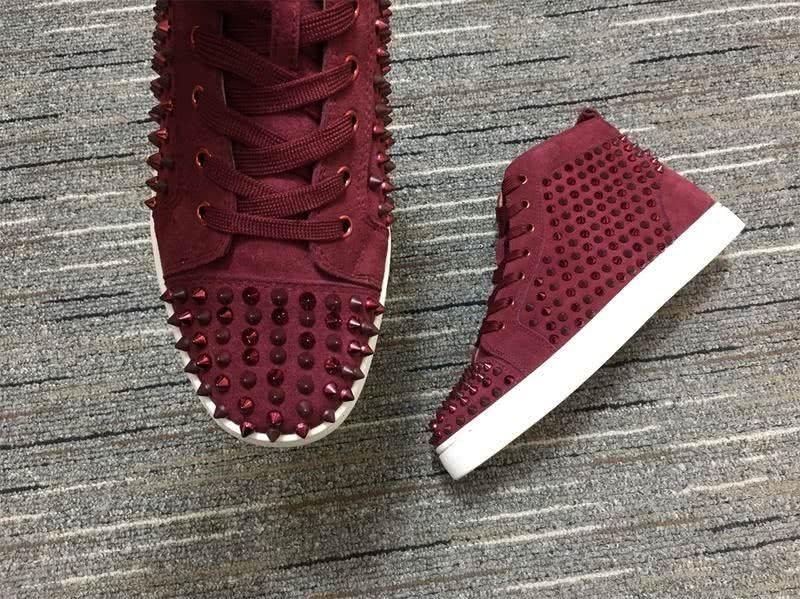 Christian Louboutin Sneakers High Top Suede Wine Men Women 9