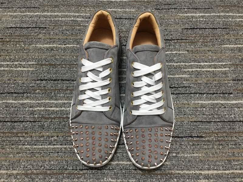 Christian Louboutin Sneakers Low Top Rivets Grey White Men Women 3