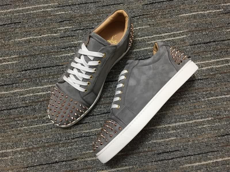 Christian Louboutin Sneakers Low Top Rivets Grey White Men Women 1