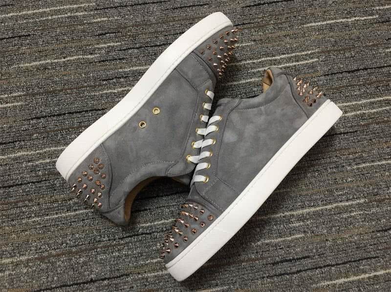 Christian Louboutin Sneakers Low Top Rivets Grey White Men Women 4