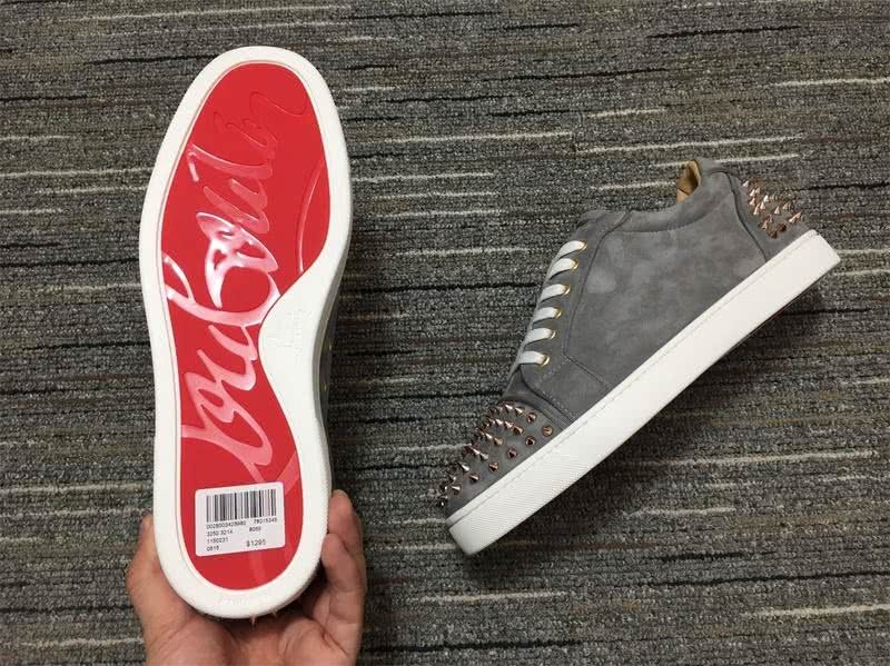 Christian Louboutin Sneakers Low Top Rivets Grey White Men Women 6