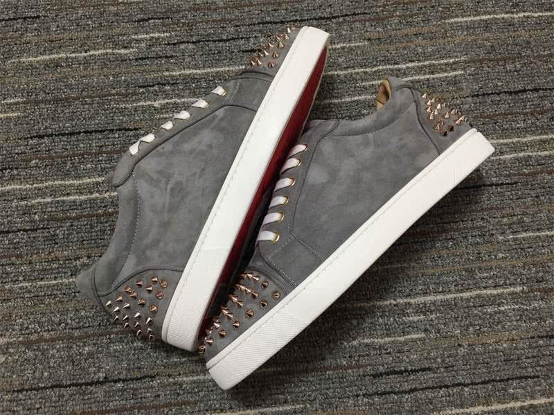 Christian Louboutin Sneakers Low Top Rivets Grey White Men Women 7