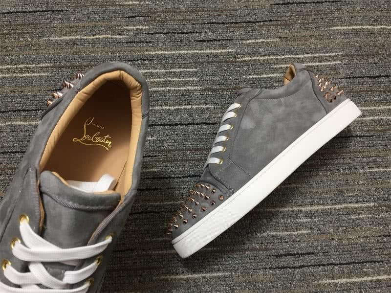 Christian Louboutin Sneakers Low Top Rivets Grey White Men Women 8