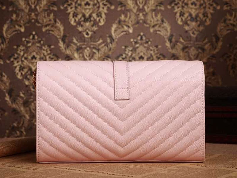 Ysl  Medium Monogramme Satchel  Pink Grain  Poudre Textured Matelasse Leather 3