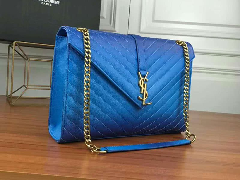 Saint Laurent Ysl Monogram Satchel In Blue Matelasse Leather 1