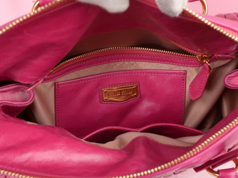 Miu Miu Glazed Matelasse Leather Zip Satchel Hot Pink 6