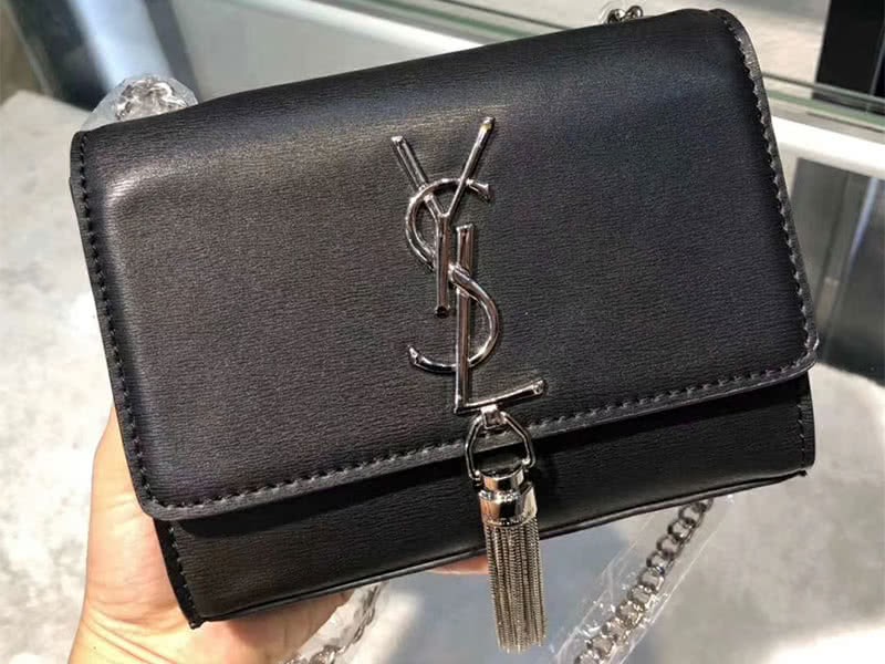 Saint Laurent Kate Chain Wallet Calfskin Leather Black 3