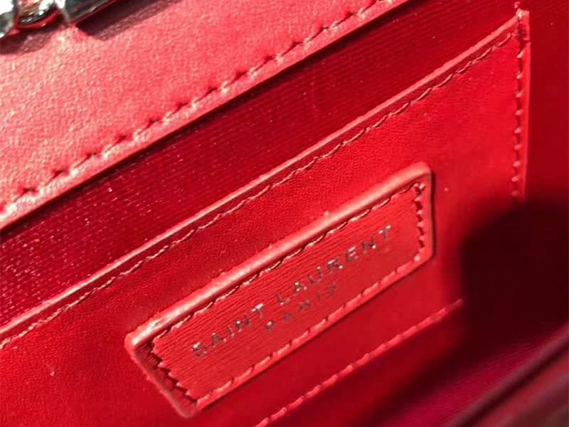 Saint Laurent Kate Chain Wallet Calfskin Leather Red 9