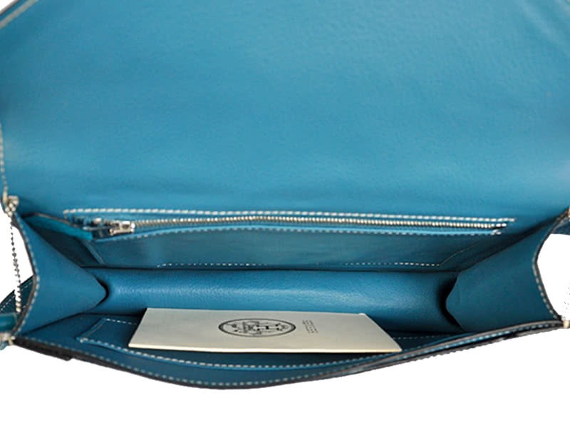 Hermes Pilot Envelope Clutch Blue With Silver Hardware 13