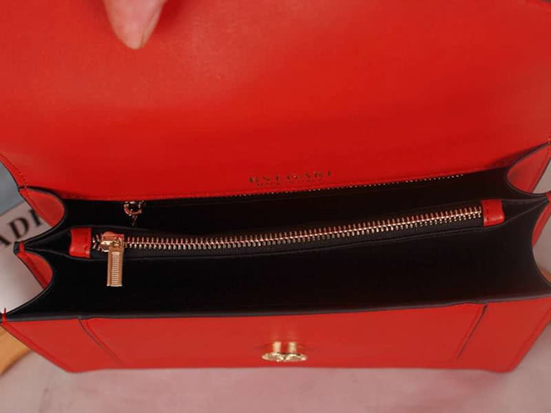 Bvlgari Flap Cover Serpenti Forever 25cm Calfskin Red 6