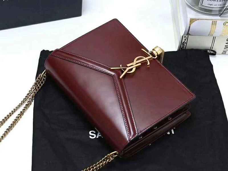 Saint Laurent Cassandra Monogram Clasp Bag Calfskin Burgundy 6