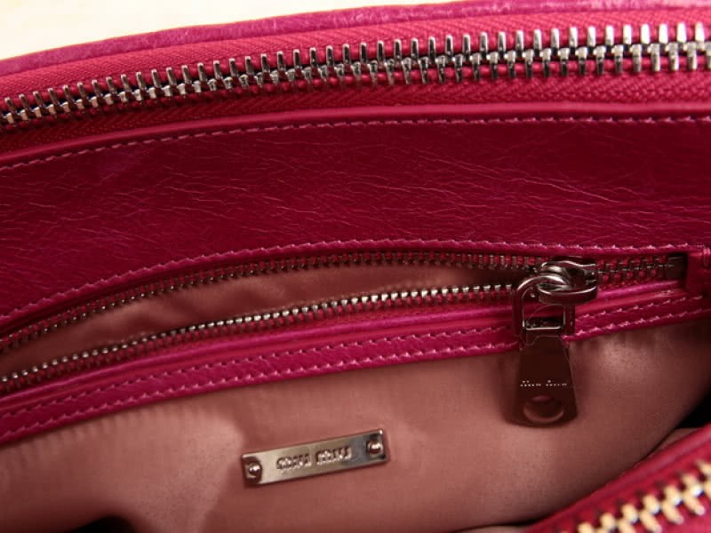 Miu Miu Glazed Matelasse Leather Mini Shoulder Bag Hot Pink 5