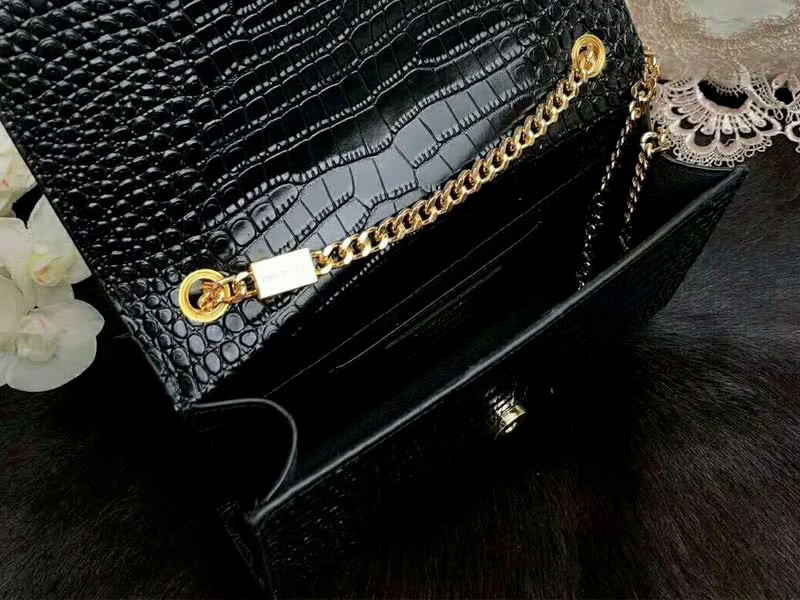 Saint Laurent Kate Medium With Tassel Crocodile Shiny Leather Black 8