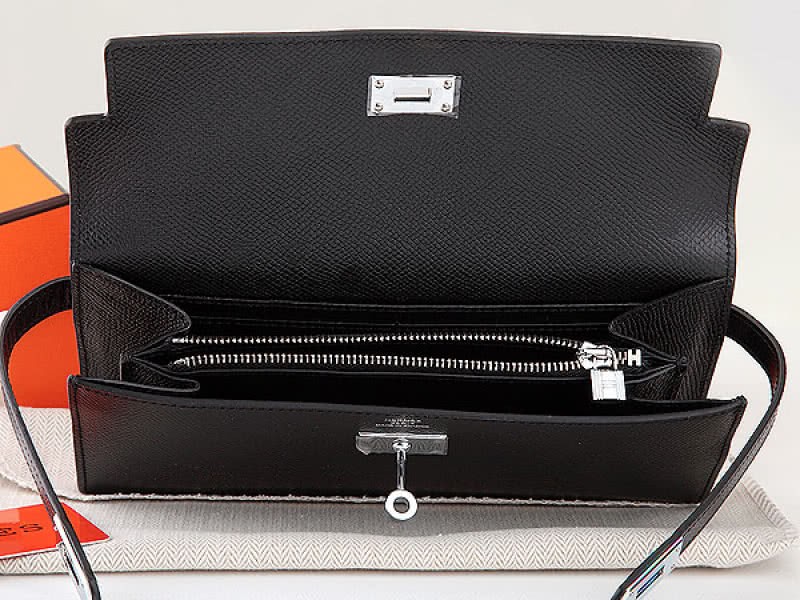 Hermes Epsom Original Calfskin Kelly Long Wallet Black 3