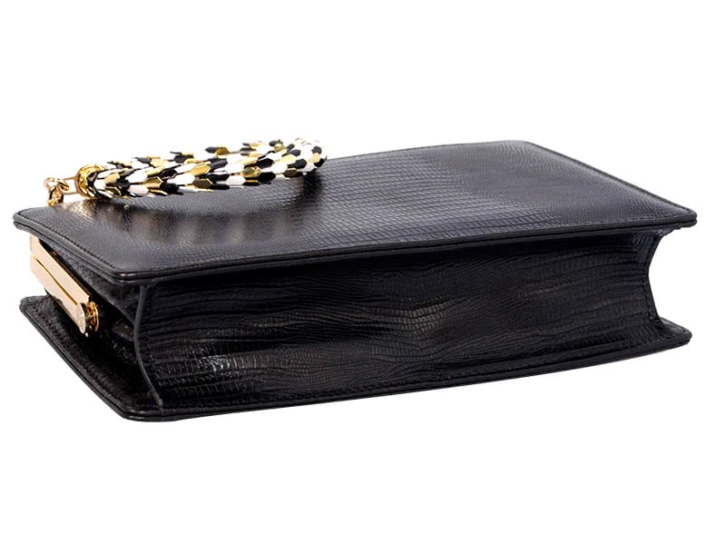 Bvlgari Serpenti Framed Pochette In Lizard Skin Black 4