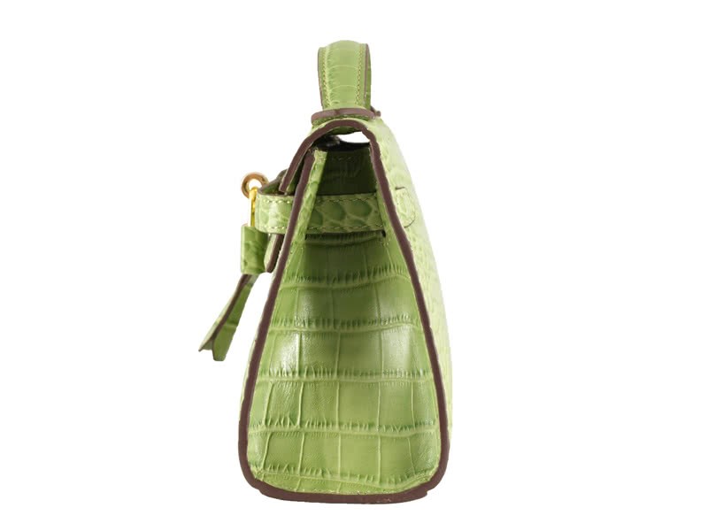 Hermes Matte Kelly Pochette Crocodile Green 3