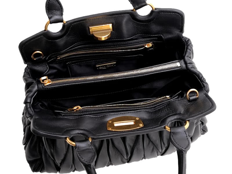 Miu Miu Matelasse Double Handle Satchel Black 6