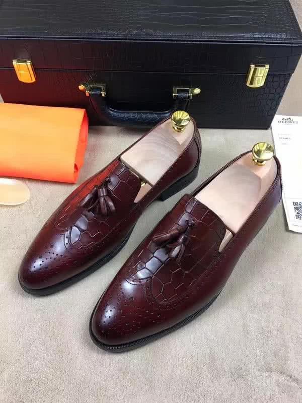Hermes Fashion Comfortable Sports Shoes Cowhide Wine Red Men 2