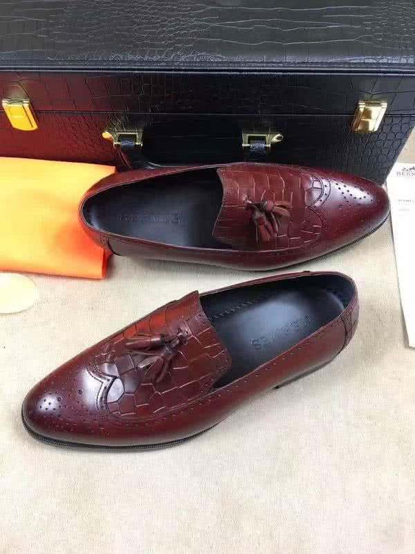 Hermes Fashion Comfortable Sports Shoes Cowhide Wine Red Men 7