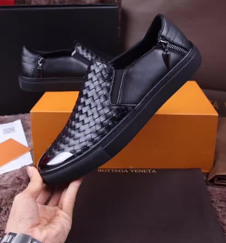 Bottega Veneta Slip-on Leather Knit Zipper Black Men 2
