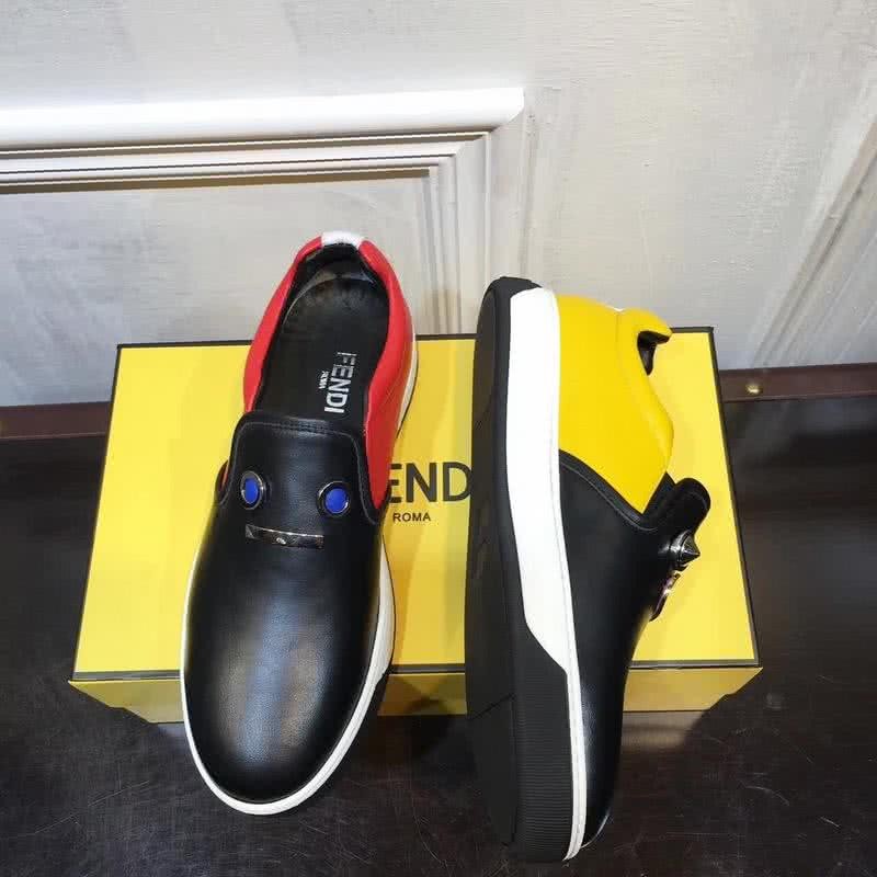 Fendi Slip-on Leather Black Yellow Red Men 7