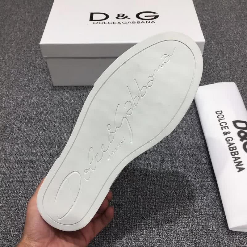 Dolce & Gabbana Sneakers Leather Embroidery White Silver Men 9