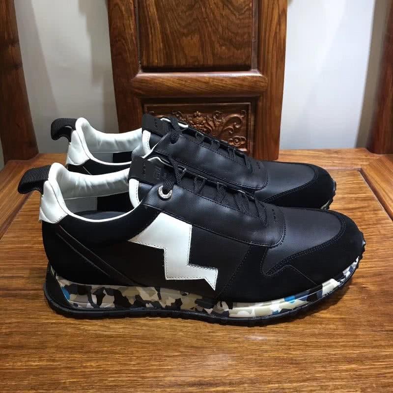 Fendi Sneakers Leather Black White Men 3