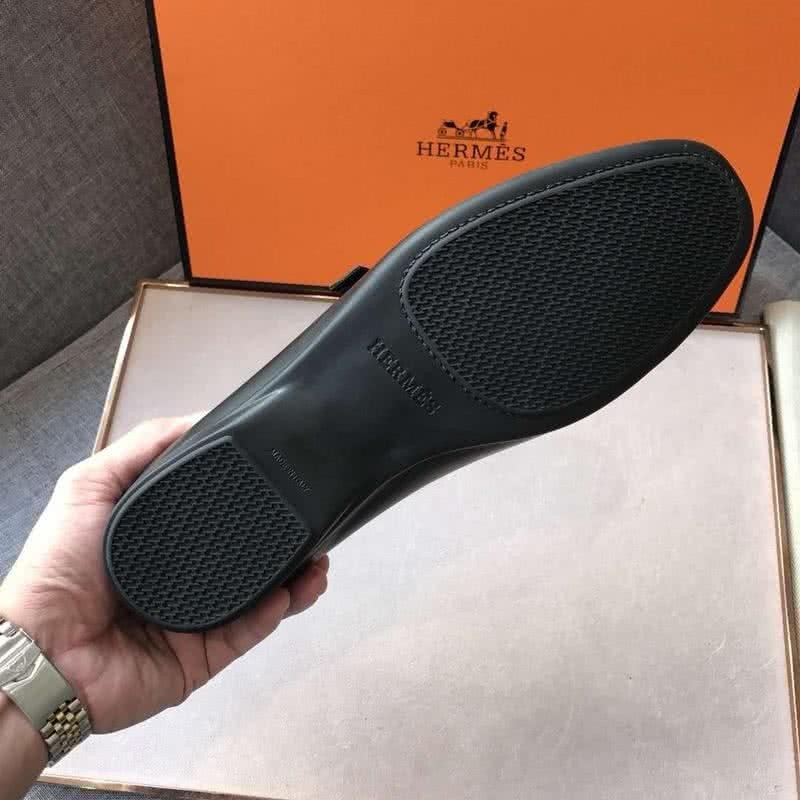 Hermes Fashion Comfortable Shoes Cowhide Black Men 5